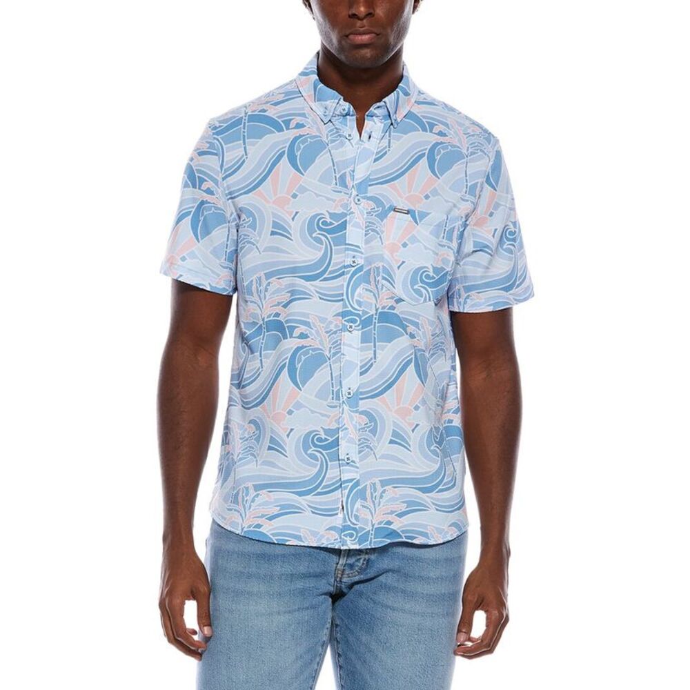 Vintage Summer Mens  Seersucker Shirt, Blue